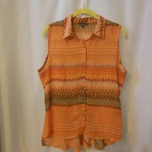 Unique Spectrum blouse chevron orange sleeveless M